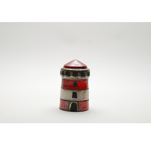 Ceramic hand painted lighthouse - Phare en faience H.14cm